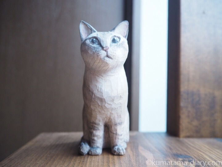 サバトラ白玉くん木彫り猫