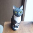 黒白猫木彫り