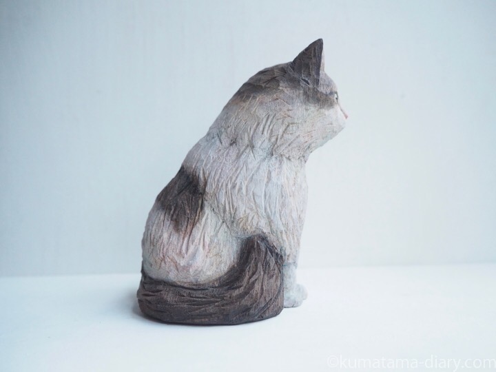 長毛猫木彫り猫