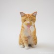 茶トラ白猫木彫り猫