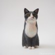 黒白猫木彫り猫