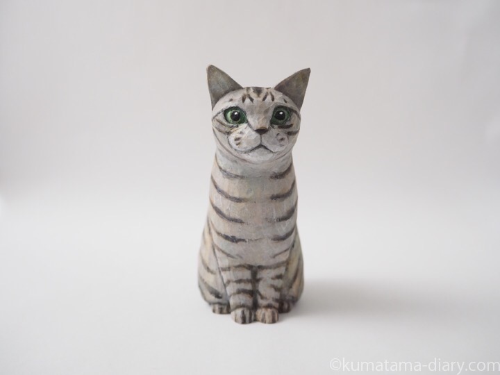 サバトラ猫木彫り猫