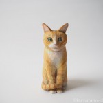 かっこいい茶トラ白猫さんを木彫りで作りました
