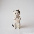白黒スコティッシュ木彫り猫