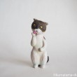 黒白スコティッシュ木彫り猫