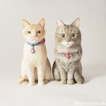 アメリカに住む2匹の猫さんを木彫りで作りました
