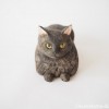 長毛黒猫木彫り猫