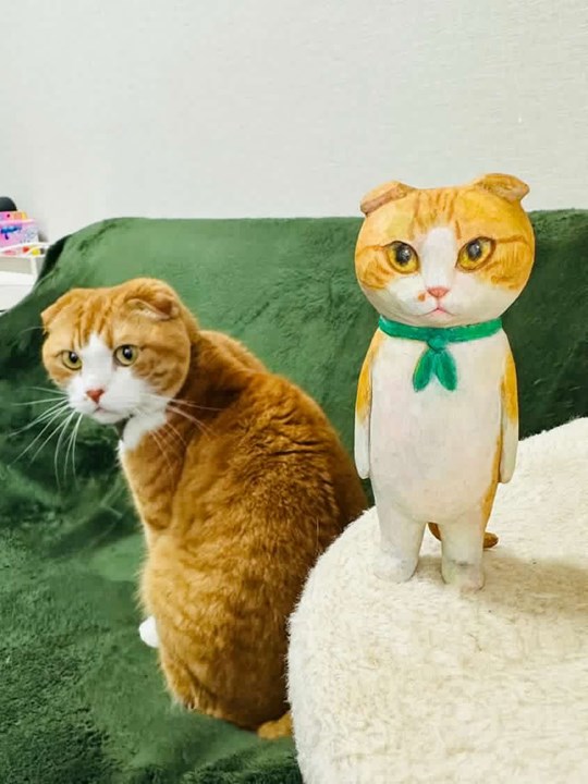 木彫り猫と猫さん