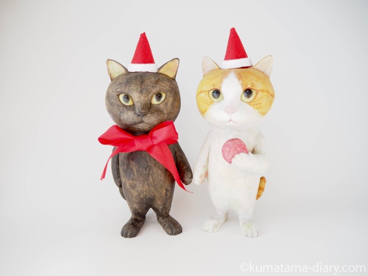 クリスマス木彫り猫
