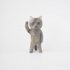 稲妻のペイントグレー猫さん木彫り猫