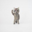 稲妻のペイントグレー猫さん木彫り猫